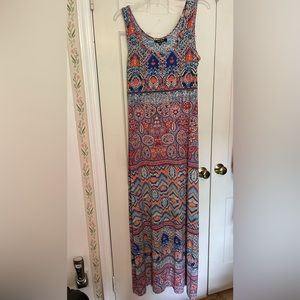 SZ 12 multi colored long polyester/elastic machine washable, Nine West dress